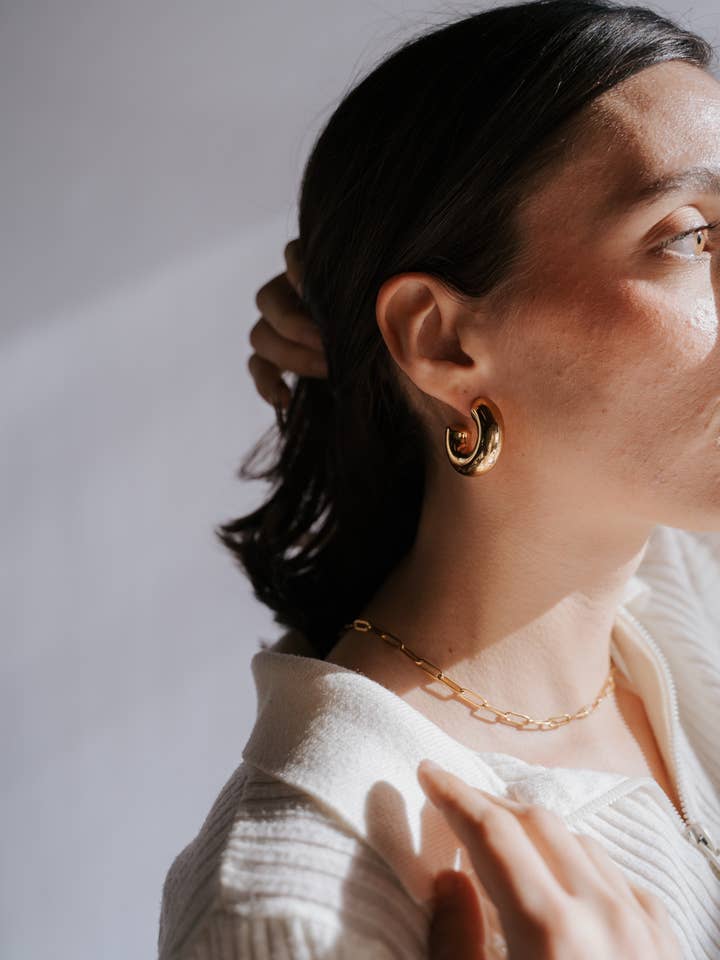 Chunky Thick Gold Hoops for wholesale by threefourteen