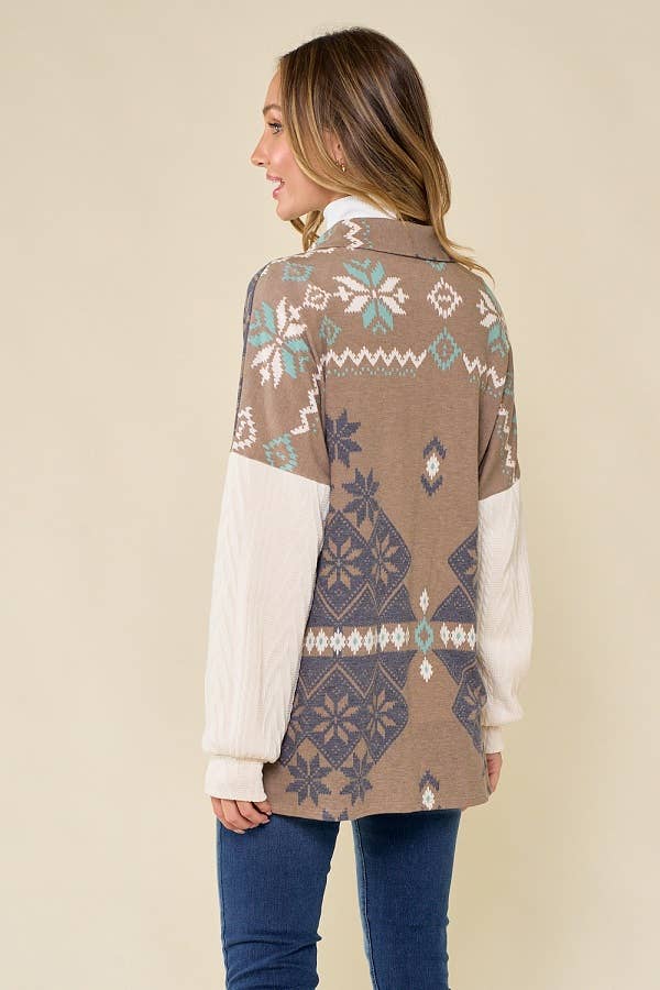 lovely melody - Wholesale Shirt Jacket/Shacket - Women's - LMT3653-Snowflake shacket Print15
