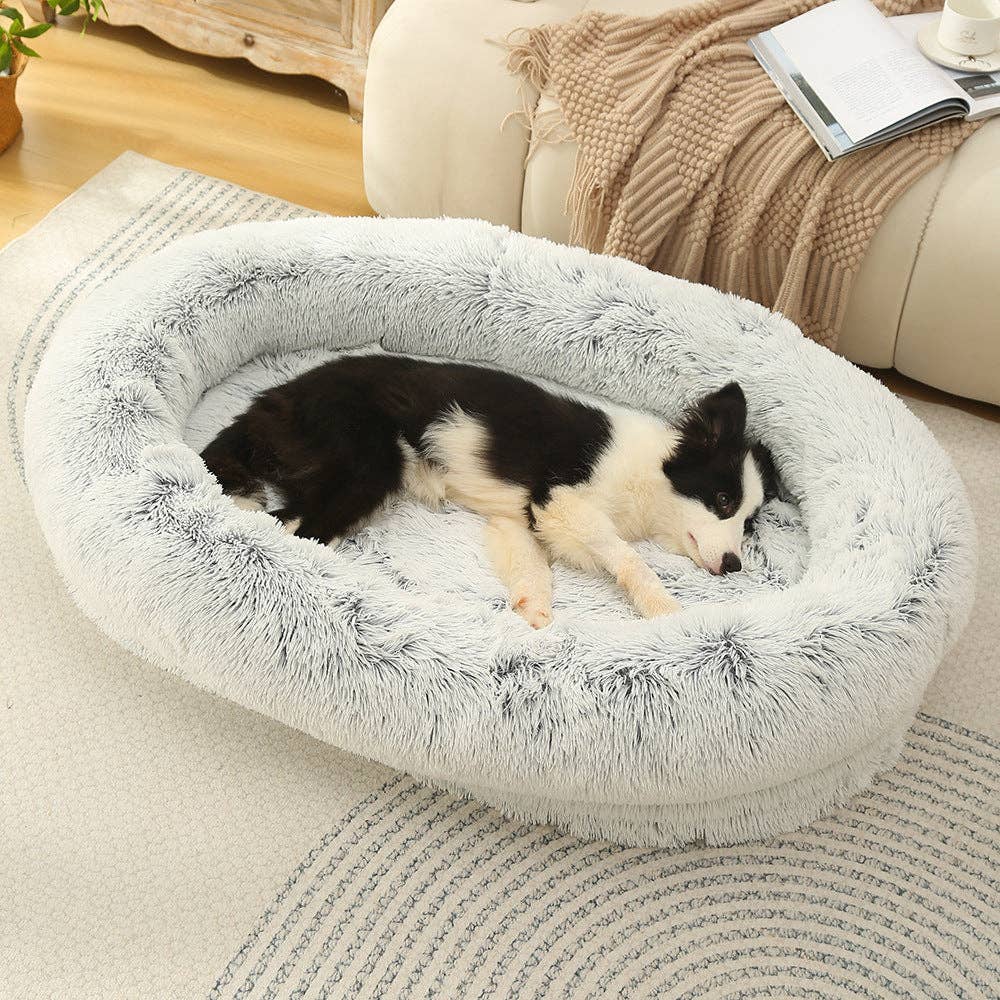 Glow Pups – wholesale Pet bed – Dog – Calming Faux Fur Dog Bed with Memory Foam Bolster1