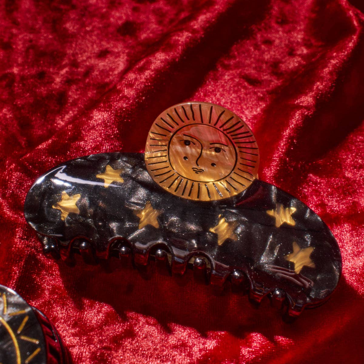 WINONA IRENE - Wholesale Hair Clip - Women's - Sun and Stars Astrology Hair Claw in Gold and Black Acetate4