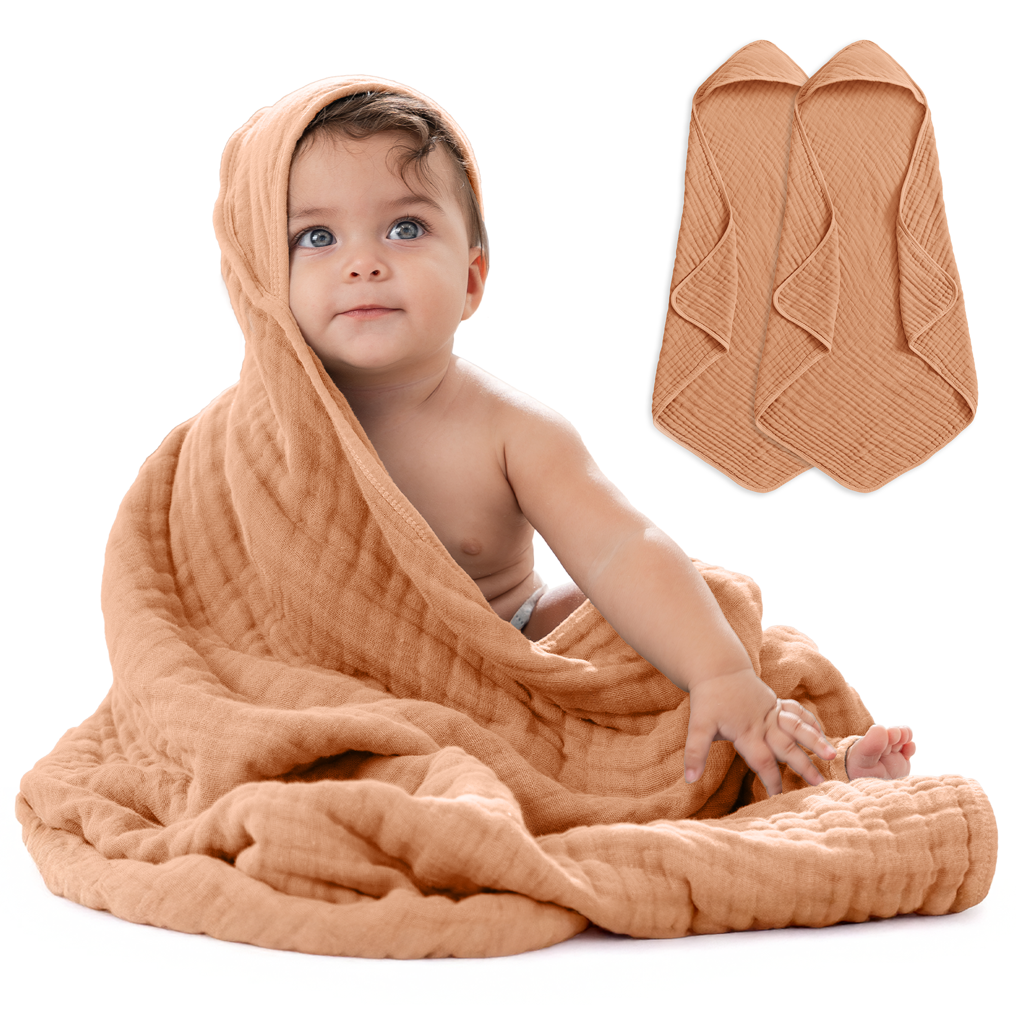 Comfy Cubs - Vendita all'ingrosso Asciugamano con cappuccio - Bambini e neonati - Asciugamano con cappuccio per neonati, 6 strati 100% cotone mussola di Comfy Cubs58