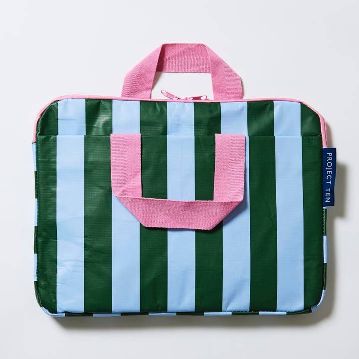Laptop Case – Green Blue Stripe for wholesale by Project Ten Pty Ltd