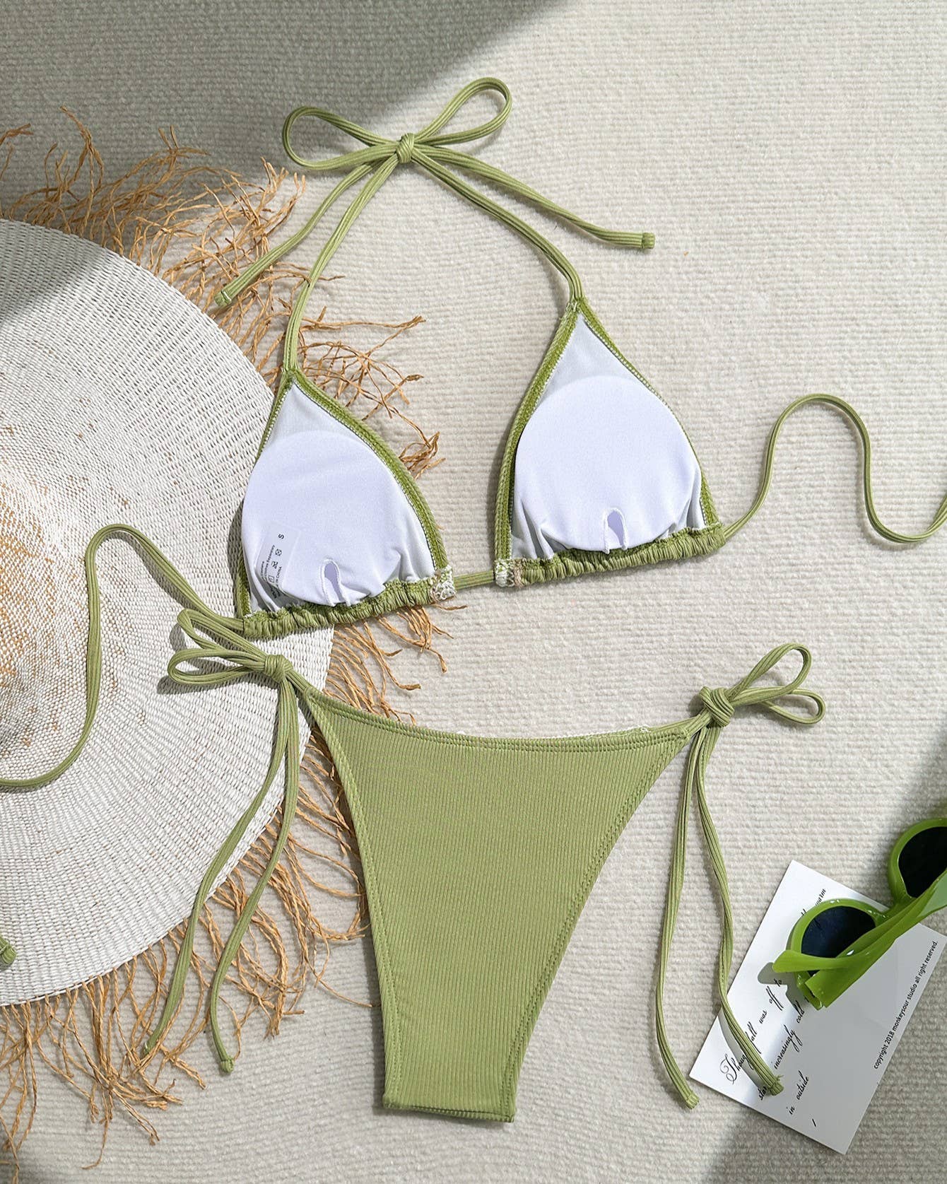 Rosa Clothing - Wholesale Two Piece Swimsuit - Women's - Sexy Shell Triangle Cup Halterneck Lace-Up Swimsuit6