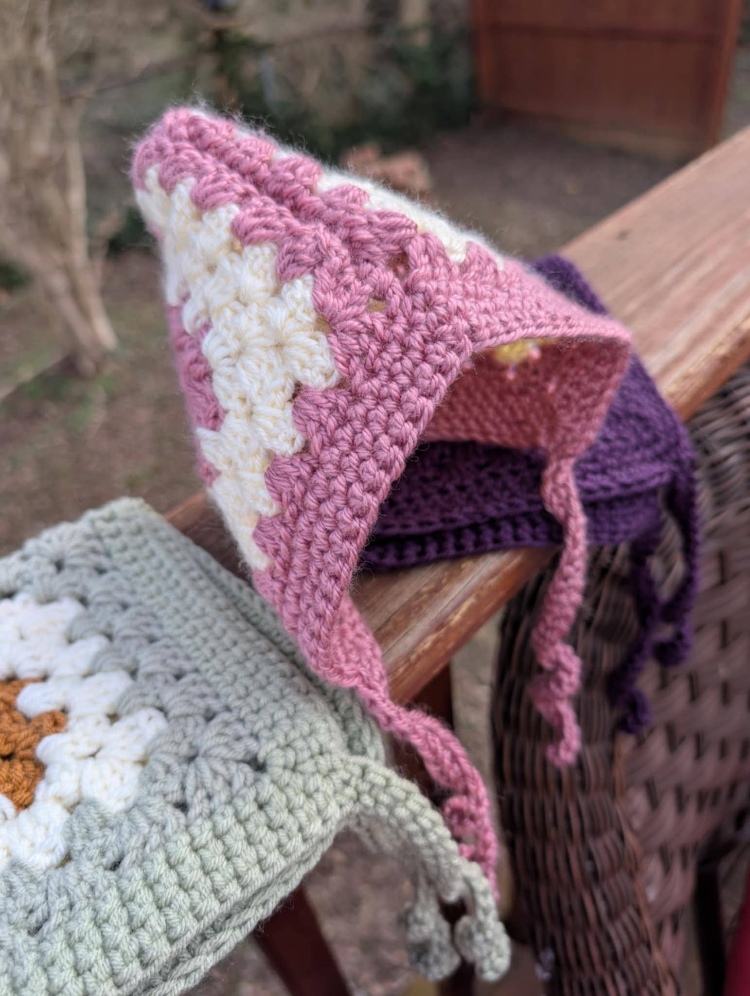 The Yarn Lilly - Wholesale Beanie - Kids - Handmade Crochet Granny Square Newborn Bonnet3