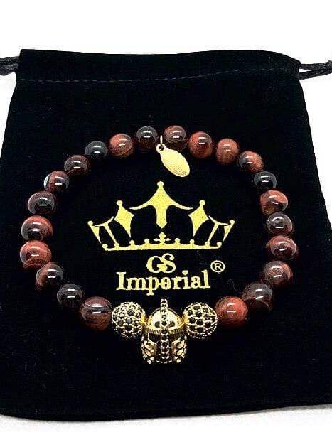 Bracelet Homme Avec Casque Romain & Perles Œil de Tigre pour la vente par GS Imperial®