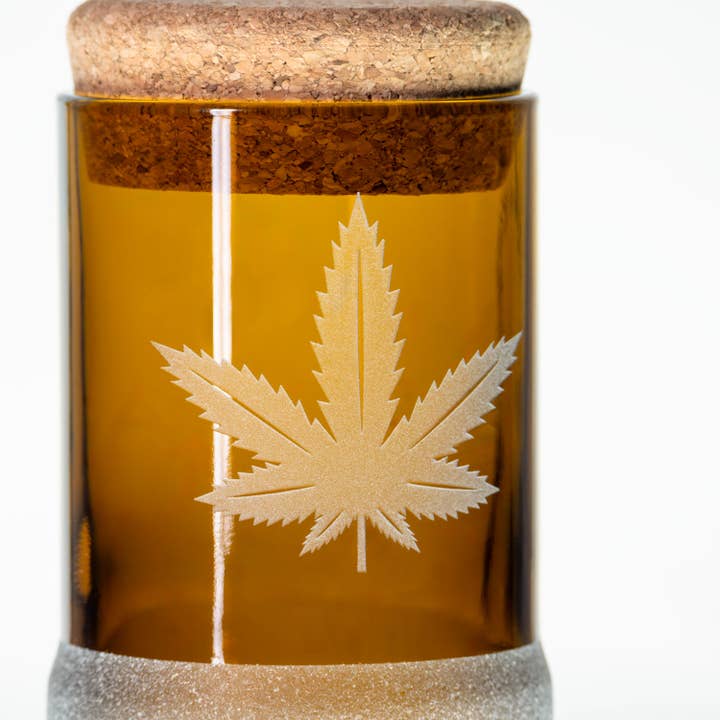 Rolf Glass - Wholesale Pitcher - Twice Around Go Green! 3.5in Stash Jar & Cork Stopper1