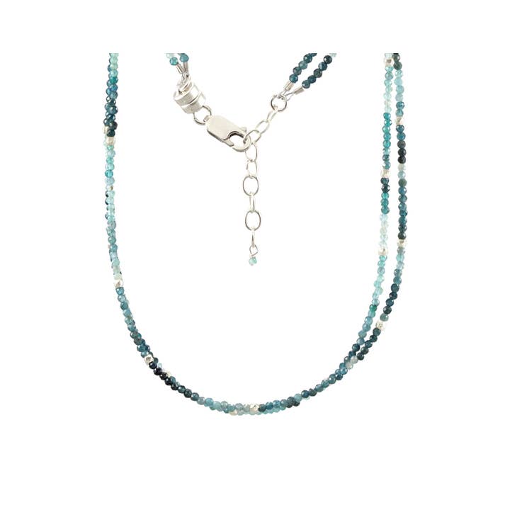 COLLIER EN ARGENT À 2 RANGS N-4055 GRANDIDIERITE pour la vente par Alicia Van Fleteren Jewelry Design