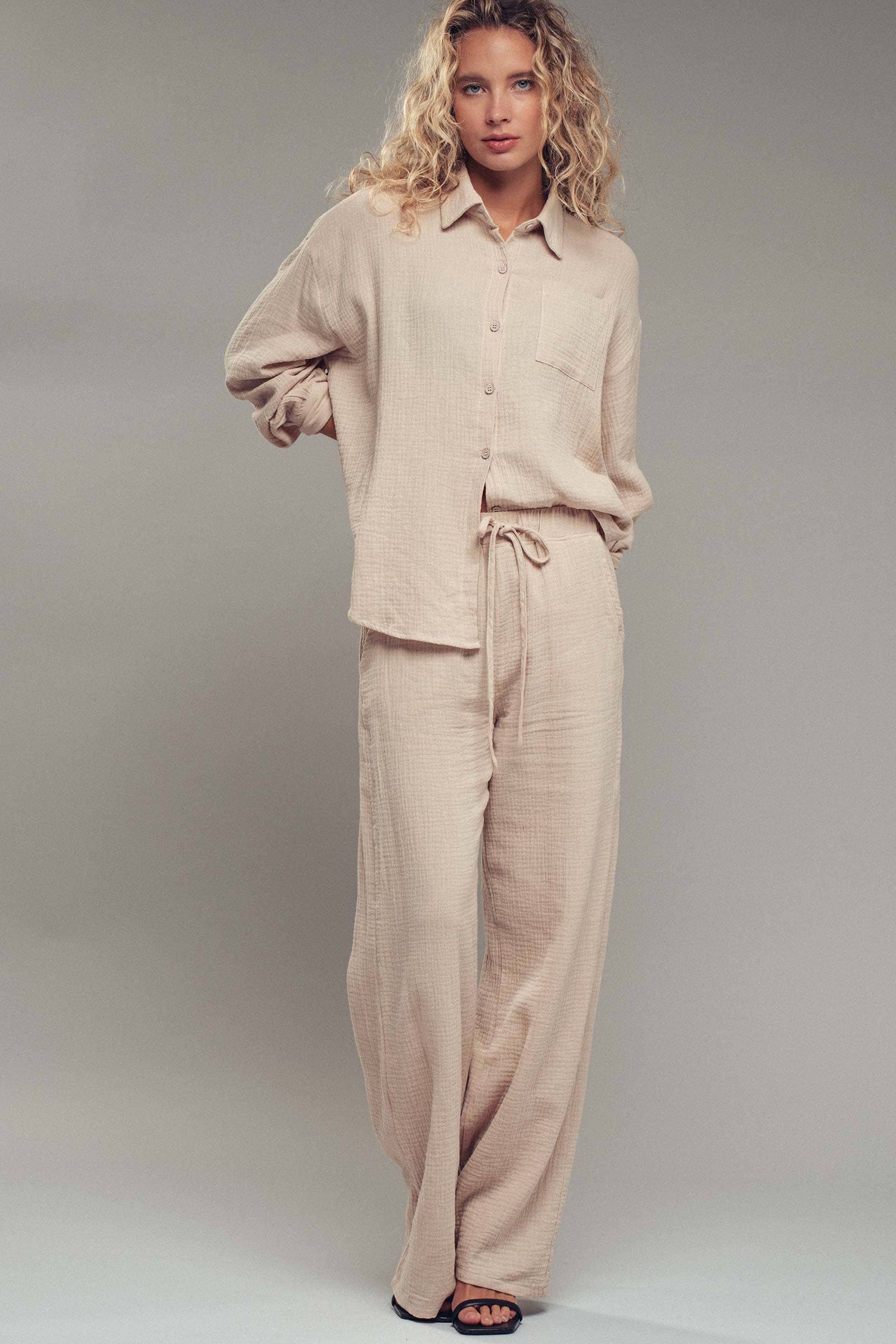 Urban Daizy - Wholesale Lounge Set - Women's - Textured Cotton Gauze Lounge Set7