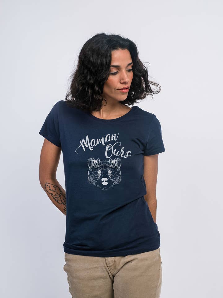 NAVY T-SHIRT DAMES MAMA BEER voor wholesale door Le Roi du T-shirt