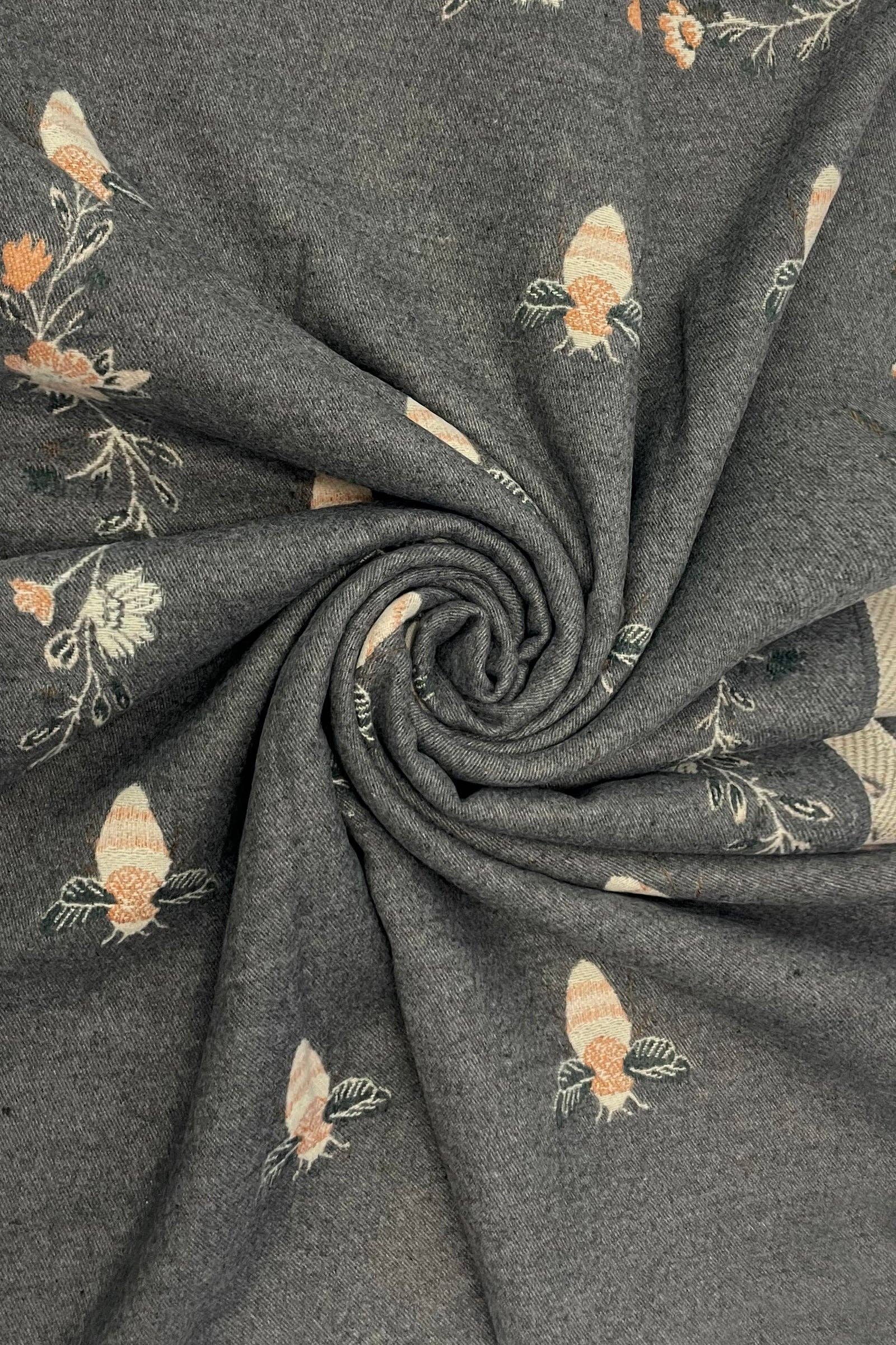 Fashion Scarf World - Wholesale Scarf - Women's - Bee & Floral Soft Woven Frayed Scarf1