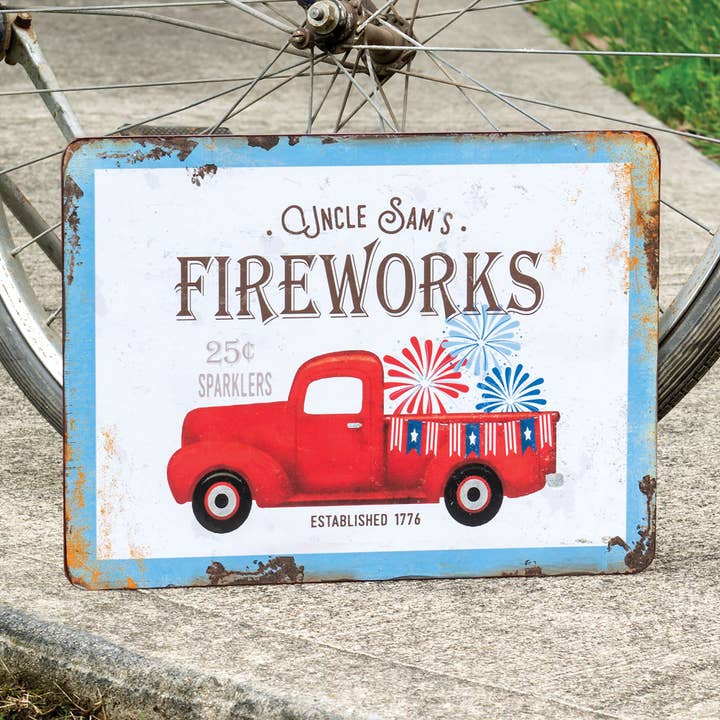 Col House Designs – Großhandel Schilder – Uncle Sam's Fireworks Truck Rustikales Metallschild3