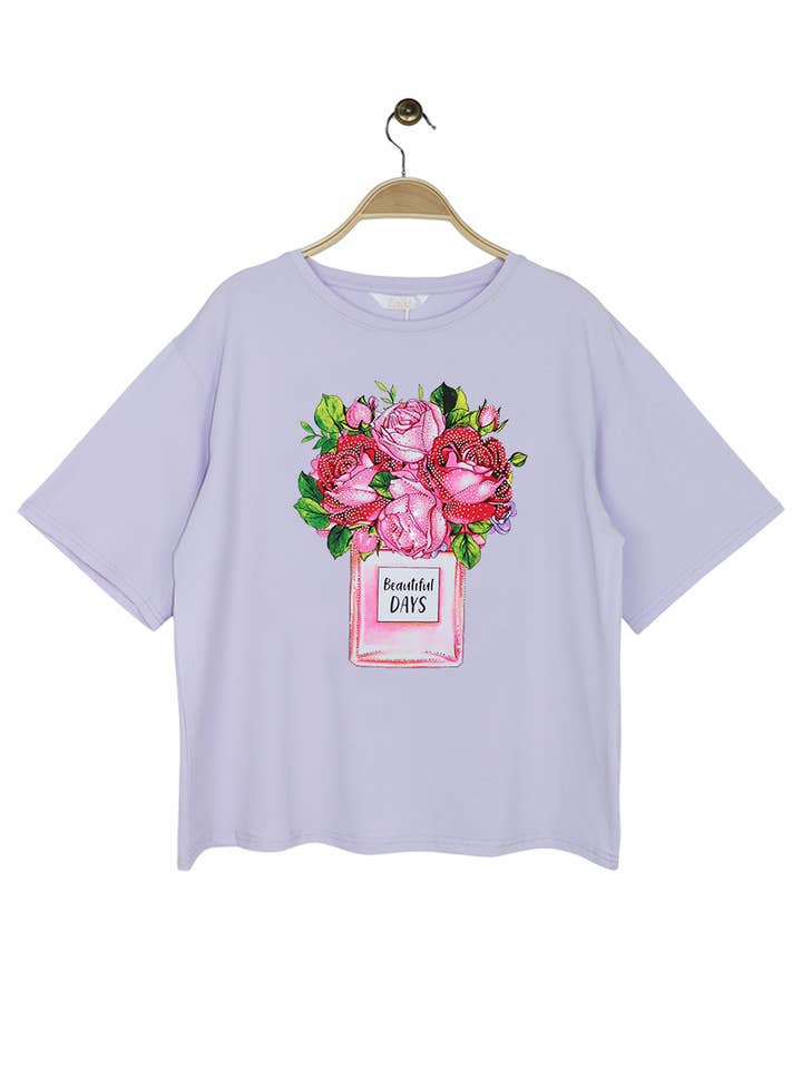 Attrait Paris - Wholesale Screen Printed T-Shirt - Women's - Cotton T-shirt with rose bouquet print4