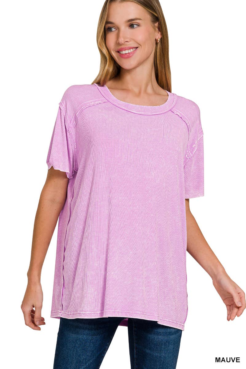 42POPS – Großhandel Strickoberteil – Damen – Geripptes Kurzarm-Oberteil mit Bootsausschnitt.19