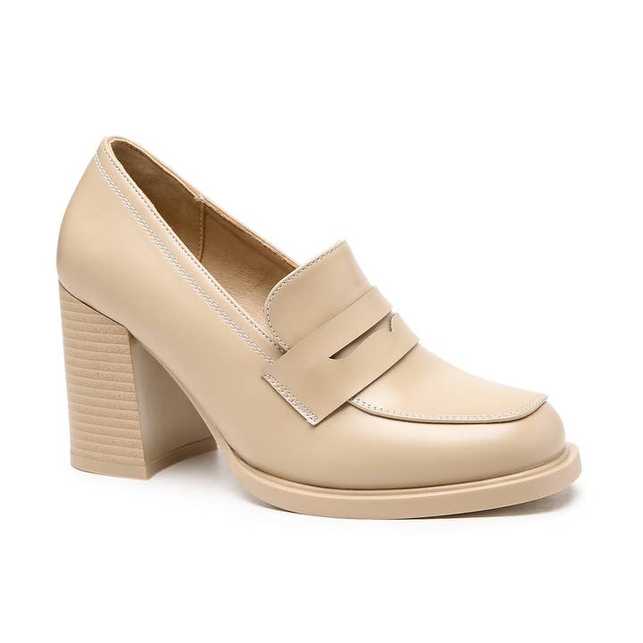 C'M PARIS - Wholesale Low Heels - Women's - Square Block Heel Loafer 91464