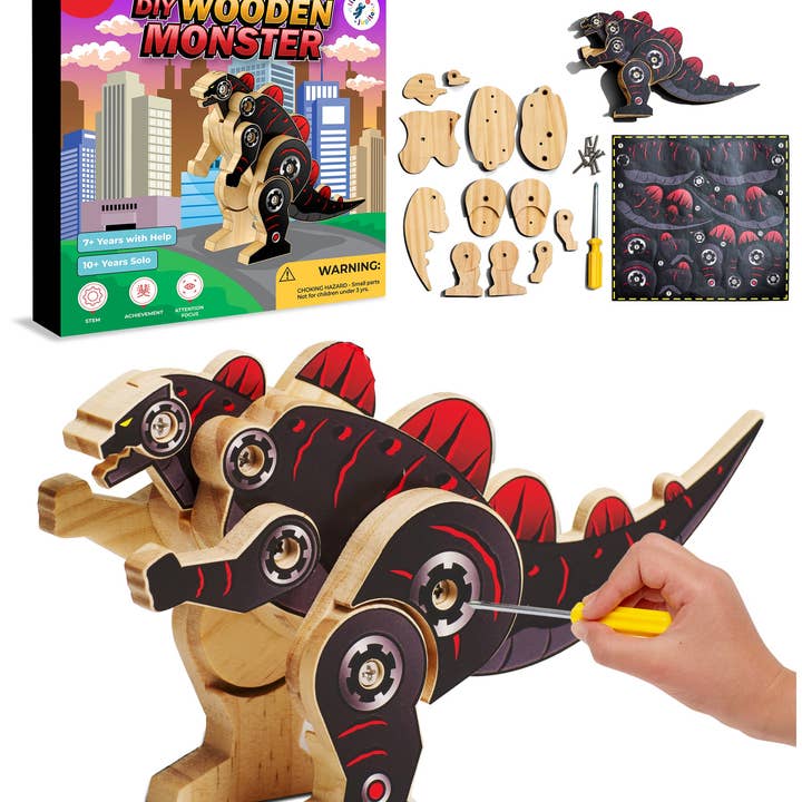AYK Brand - Wholesale DIY Craft Kit - Kids - DIY Wooden Kit with Stickers - Monster Series (Monster Type 1)