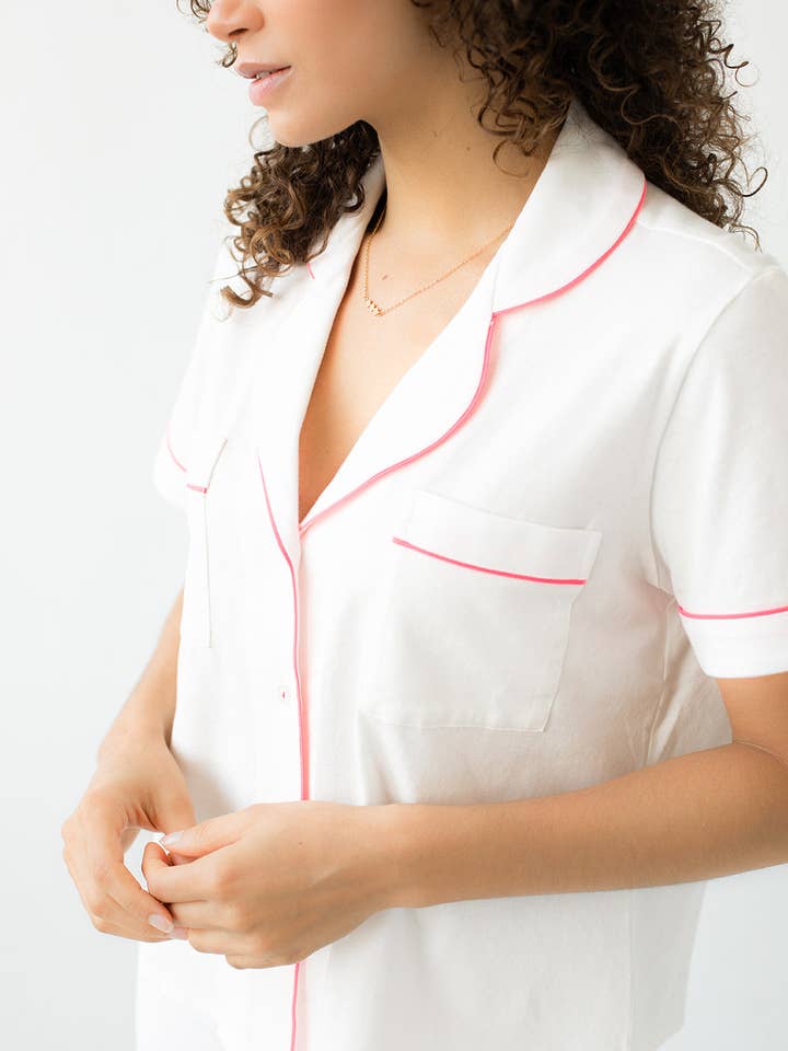 Salua Lingerie - Wholesale Sleepwear Set - Women's - SALUA Classic Luxury Shorties Pajamas in Brushed Pima Cotton10