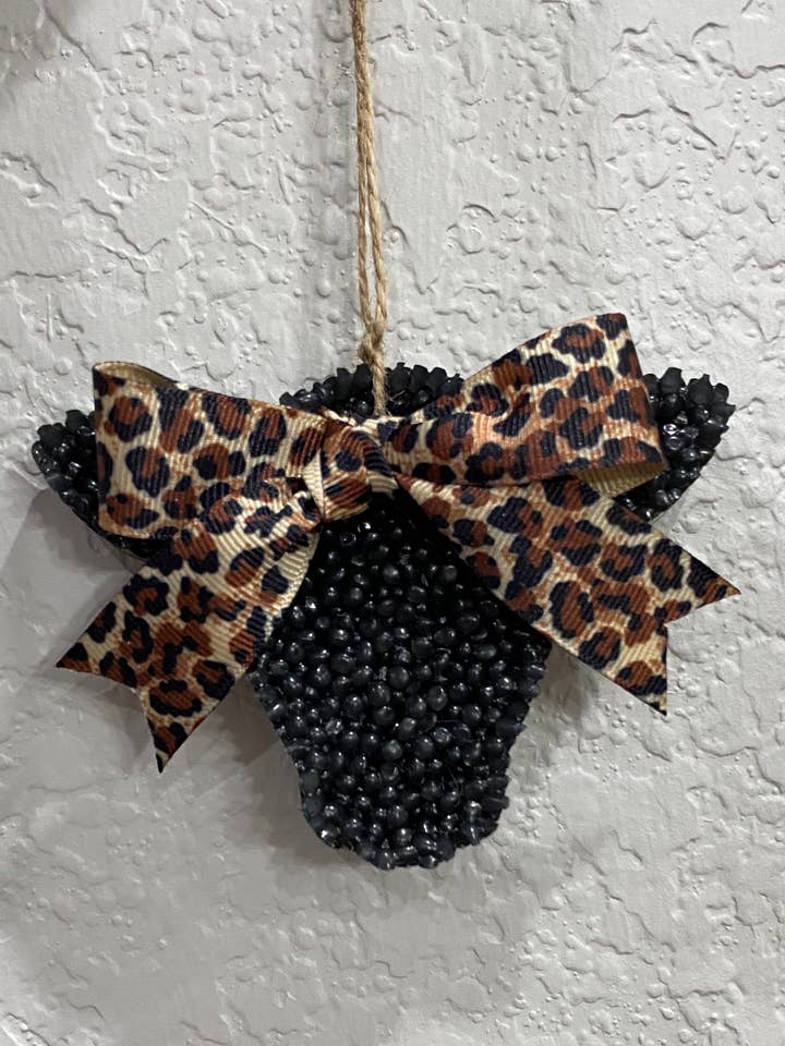 Black Leopard Bow Cow Head Freshie for wholesale by EC Shop Creations