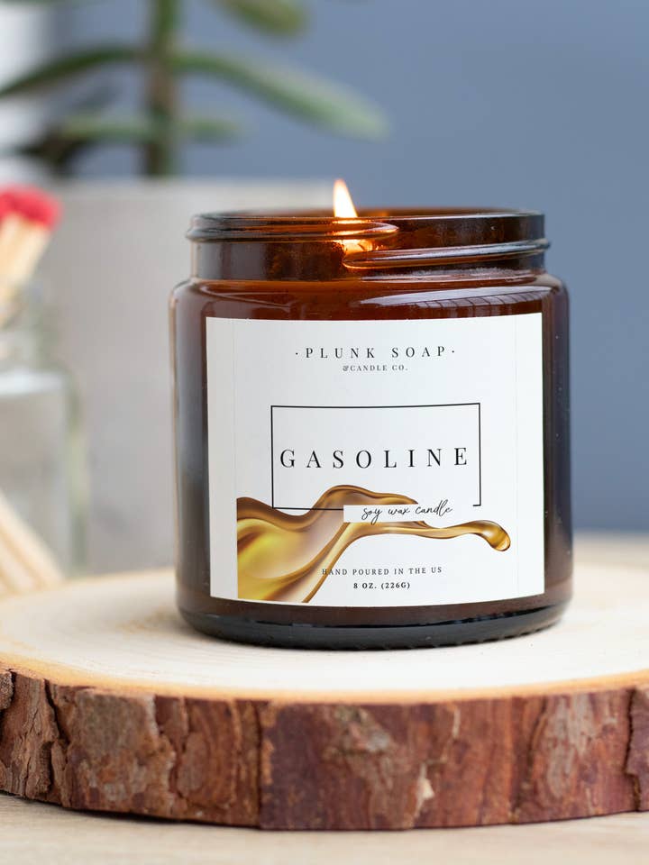 Vela de soja con aroma a gasolina para venta al por mayor de Plunk Soap
