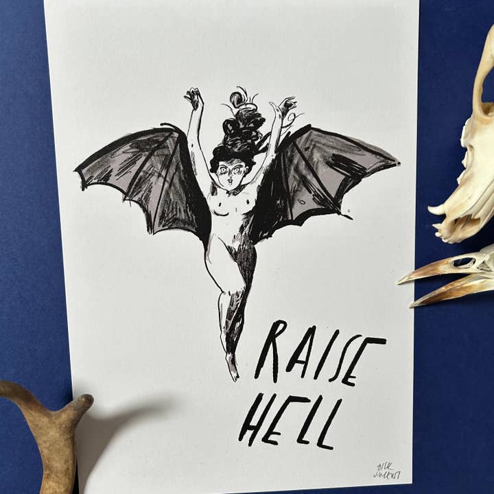 Raise hell print for wholesale by Dick Vincent Illustrations