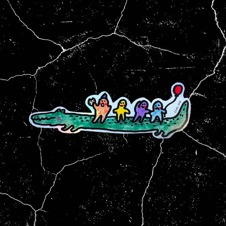 Alligator Party Holo Vinyl Sticker for wholesale by lian.soy