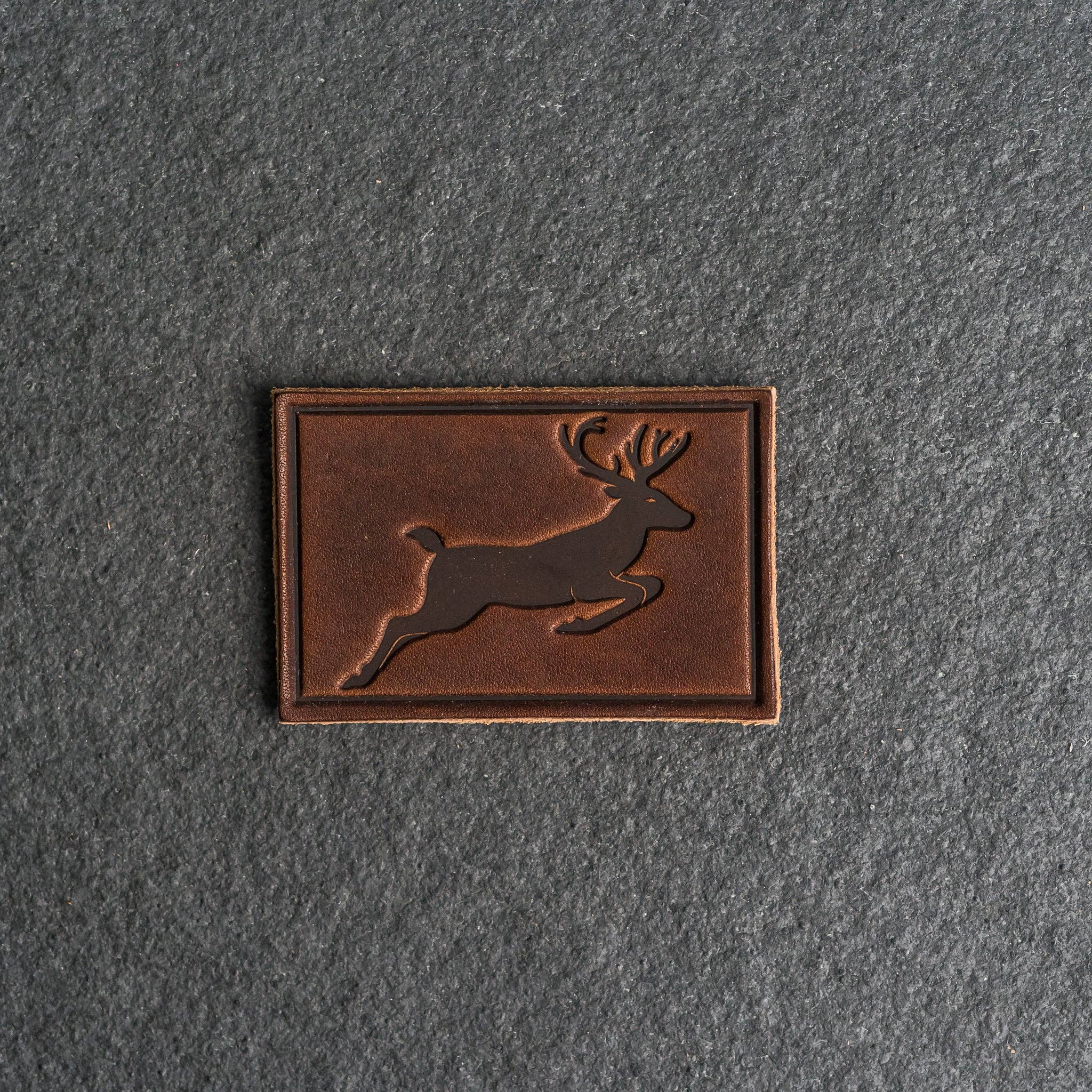 Ox & Pine – wholesale Patch – Deer Stamp Leather Patches with Optional Hook and Loop Fastener1