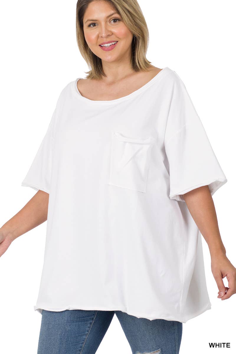 42POPS – Engroshandel T-shirt – til kvinder – 42POPS Plus Oversized boyfriend t-shirt med rå kanter24