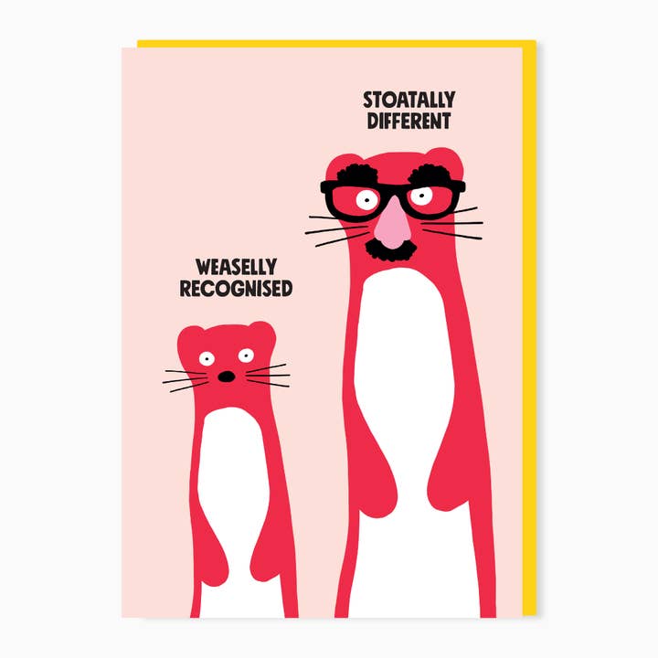 Divertida tarjeta de cumpleaños con forma de armiño y comadreja, broma de papá, animales para venta al por mayor de Stoats & Weasels