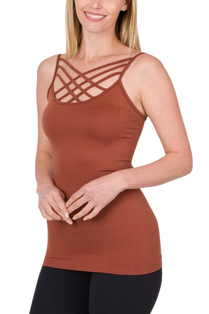 Vanilla Monkey - Vendita all'ingrosso Canotta - Donna - Top canotta con triplo scollo incrociato senza cuciture1