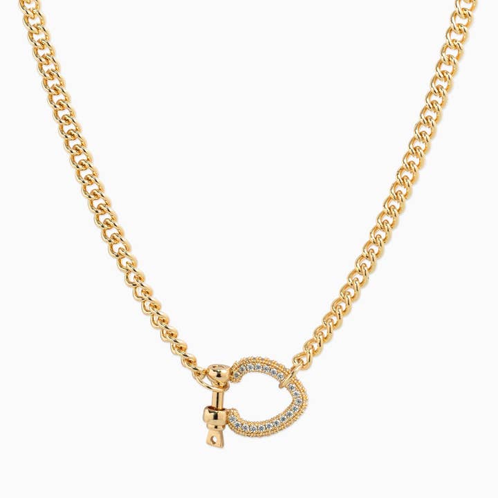 Sessori - Vente Colliers à pendentif - Collier Mousqueton Épais à Maillons Pavés CZ1