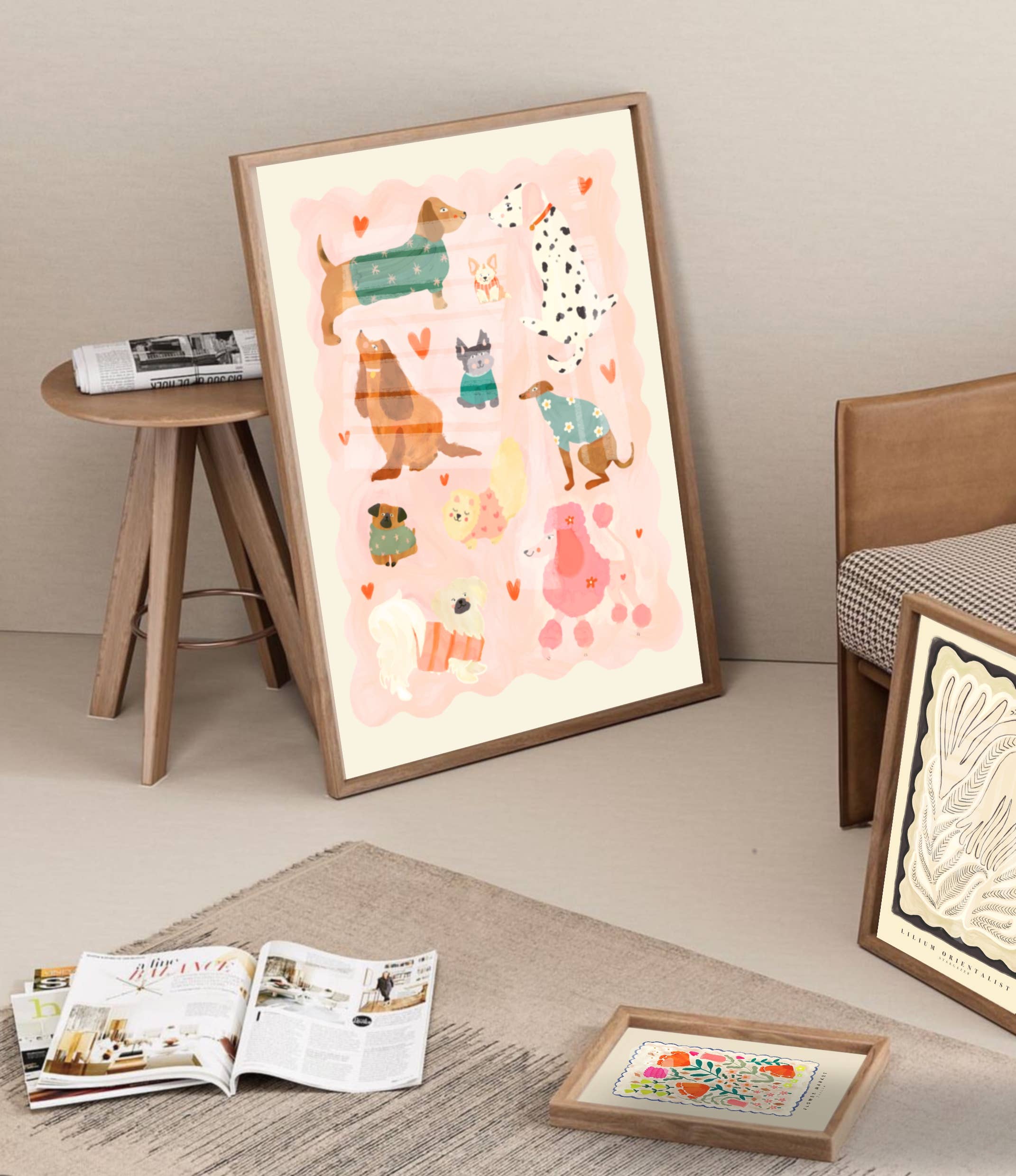 Kate Fox Design – wholesale Art print – Kids & baby – Puppy Love Print, Illustration, Kids Print, Colourful,3