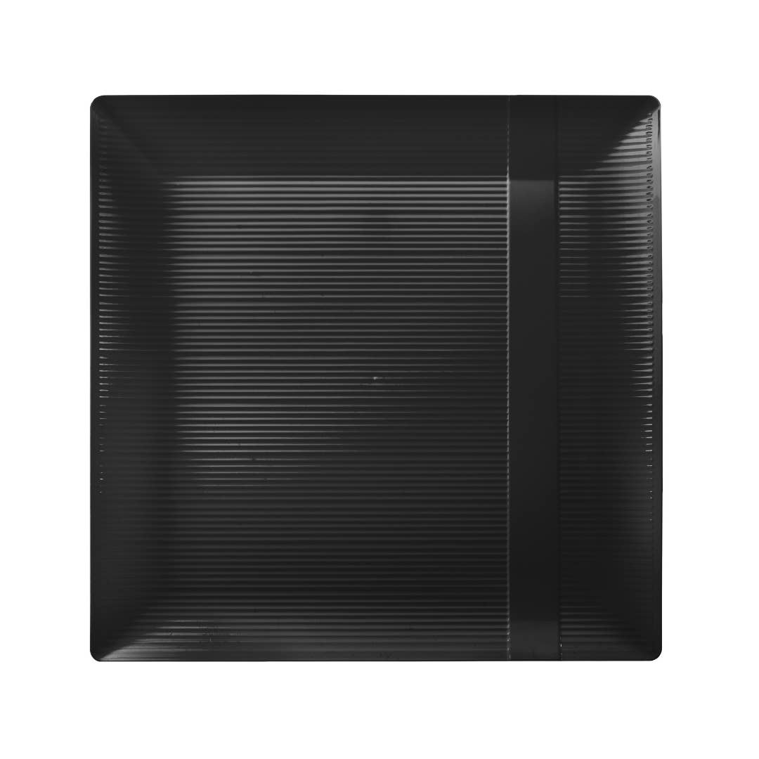 Crown Display - Wholesale Disposable Plate - Square| Black Zen Design Plastic Plates Disposable| 9 In