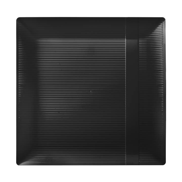 Crown Display - Wholesale Disposable Plate - Square| Black Zen Design Plastic Plates Disposable| 9 In0