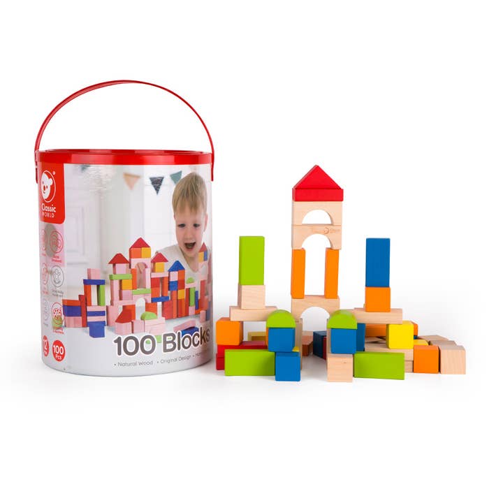 Classic World 100 Wooden Blocks & Shape Sorter Learning Set for wholesale by Hippychick