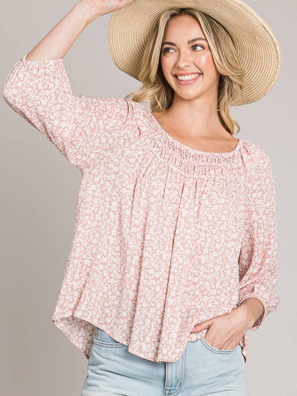 Bracelet sleeve length woven peasant top for wholesale by Cerule