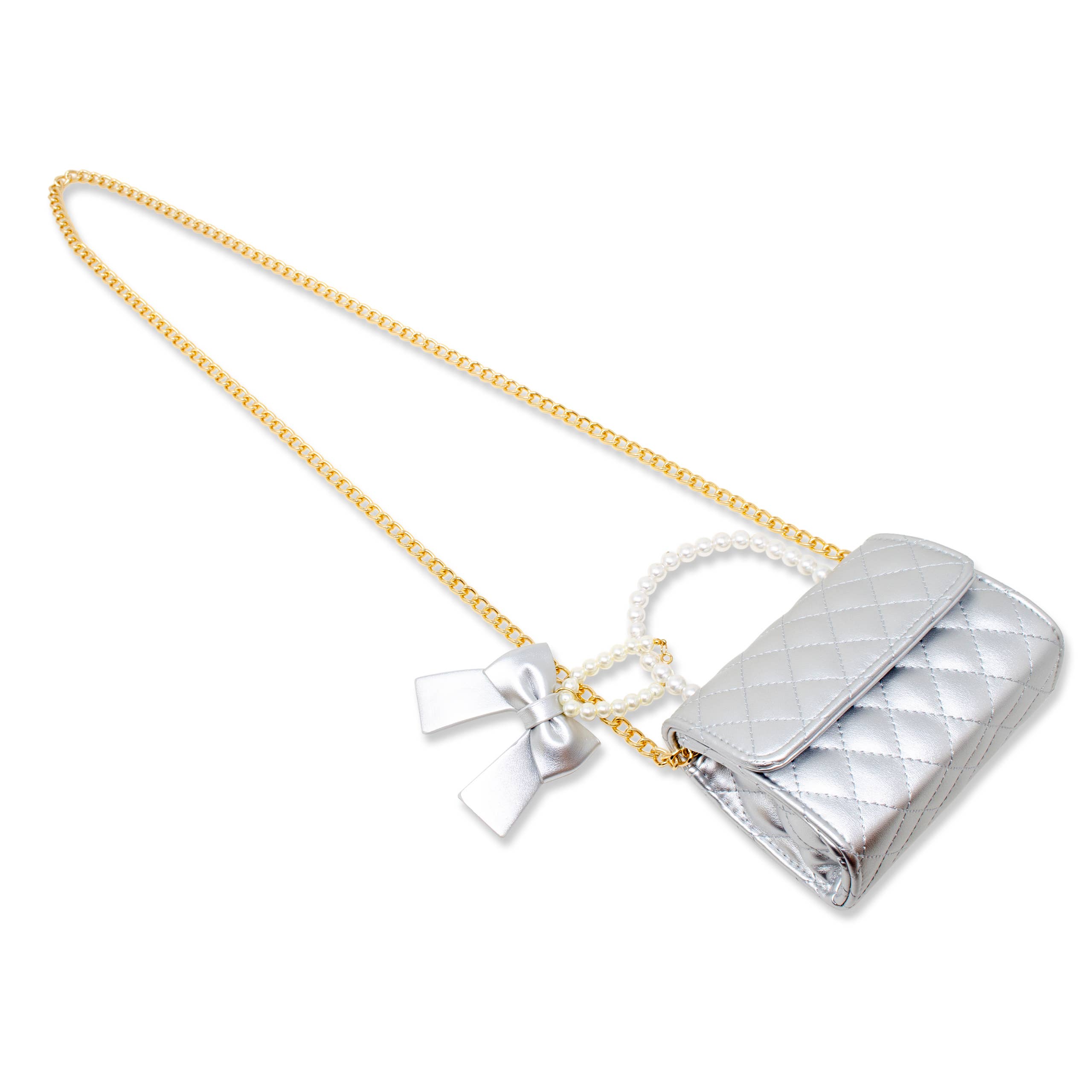 Tiny Treats and ZOMI GEMS – wholesale Crossbody-väska – Barn – Quiltad pärlhandtag rosettbandväska14