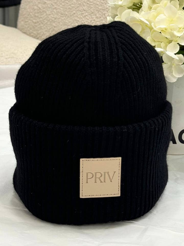 PRIV Moniker Toque – Embroidered Knit Beanie Black for wholesale by PRIV Collections