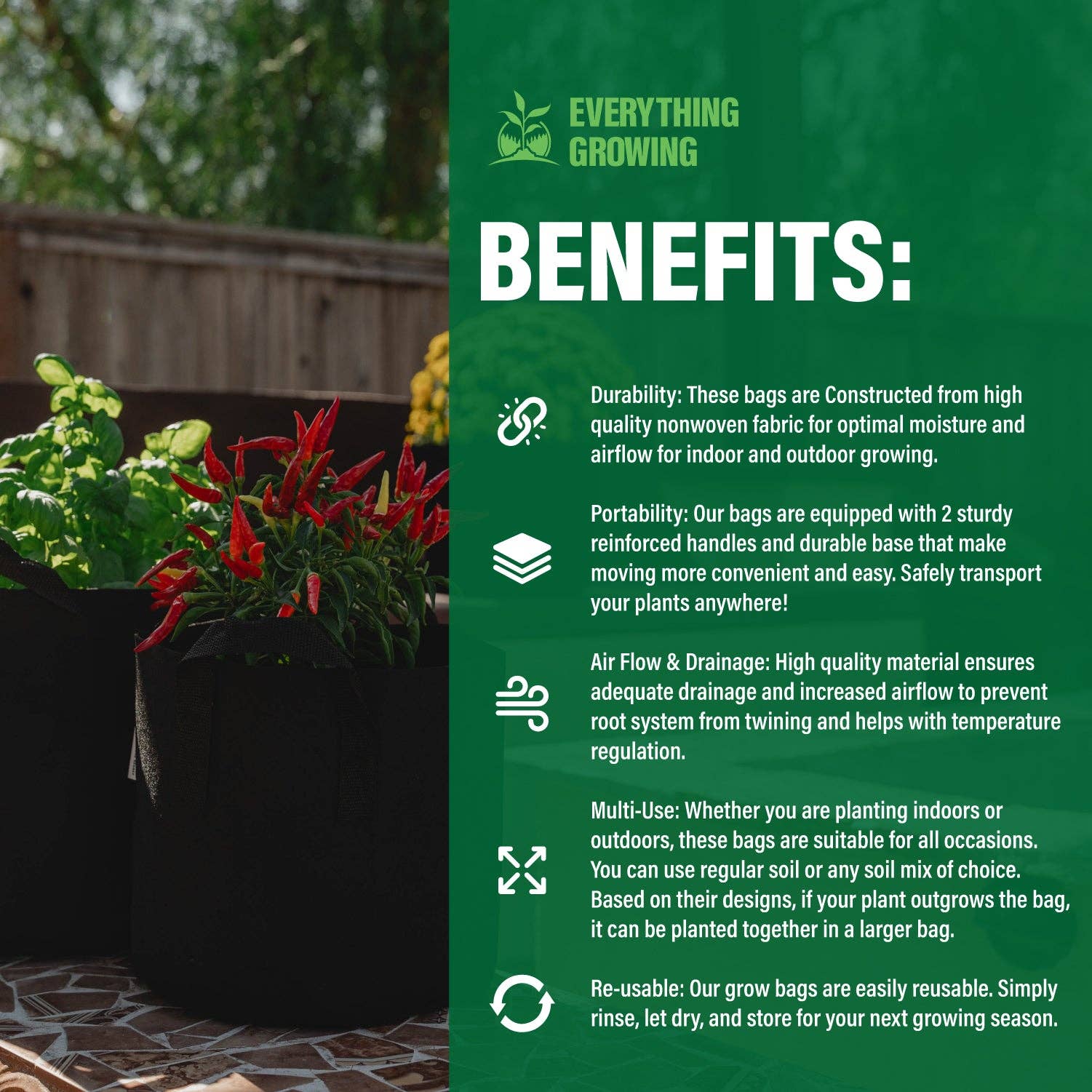 Humboldts Secret Supplies – Solo para plantação e vasos por atacado – Sacos de Cultivo de Tecido4