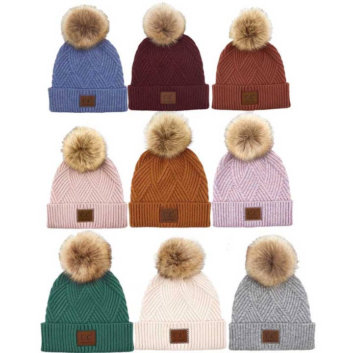 C.C Heather mössa med pom pom och mocka lapp för wholesale av Shopping2help