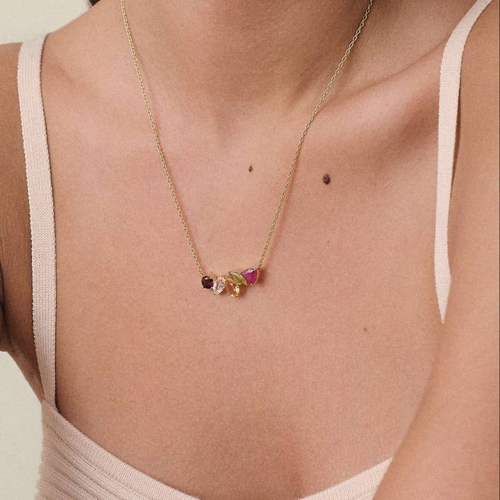 ACCITY - Wholesale Pendant/Charm Necklace - Ruby Zircon Choker Necklace – Dainty Steel Glam_CWMM69656