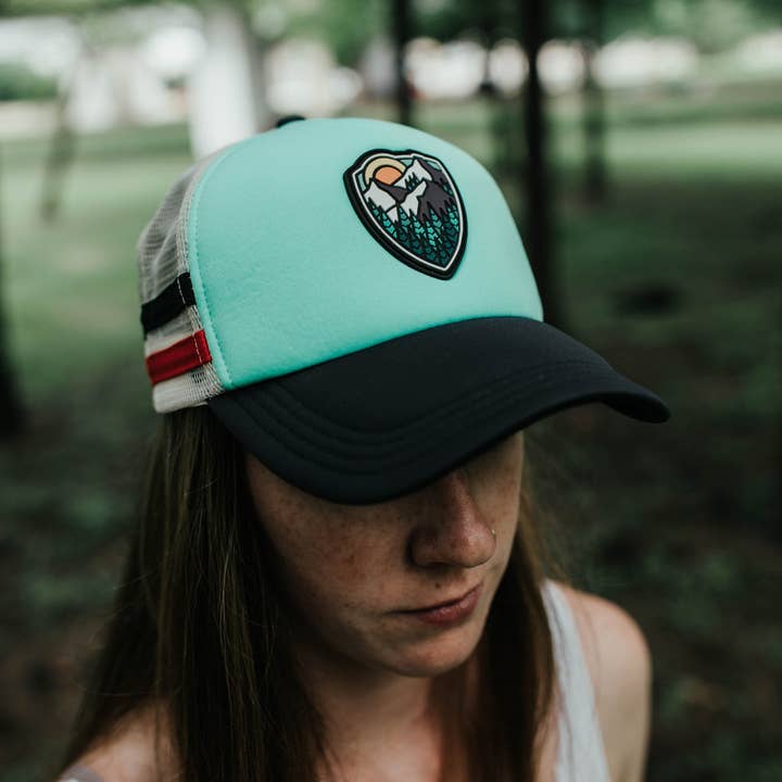 Mountain Shield Aqua Foam Hat for wholesale by Atomicchild