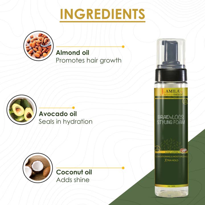 UB BRANDS INC – wholesale Hair styling gel/mousse – J. Amila Braid 'n Locs Styling Foam Extra Hold 8oz3