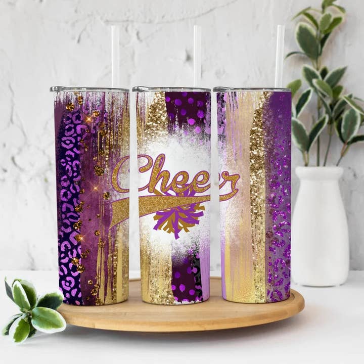 Cheer Purple Glitter | Tumbler for wholesale by Designs by Robyn