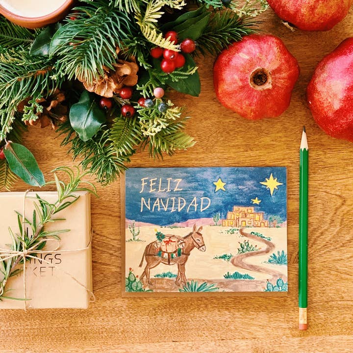Feliz Navidad Donkey Desert Christmas Greeting Card for wholesale by Little Salt Wagon
