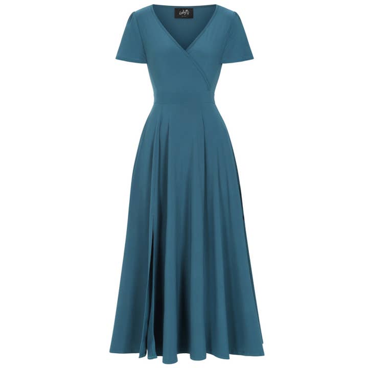 Lyra Maxi Dress - Teal for wholesale by Lady V London