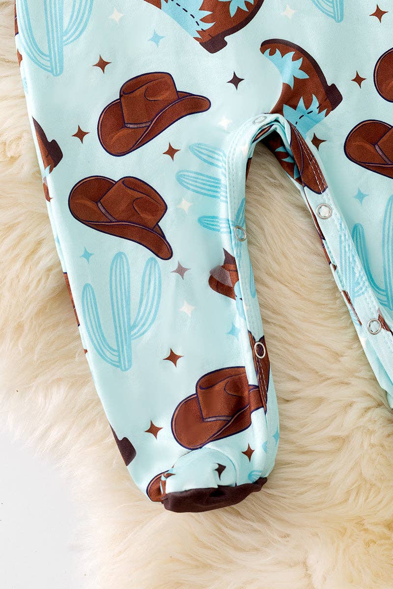 Kids Charm Online - Wholesale Jumpsuit - Baby -  Cowboy boot printed on blue baby bodysuit . RPB50468 AMY2