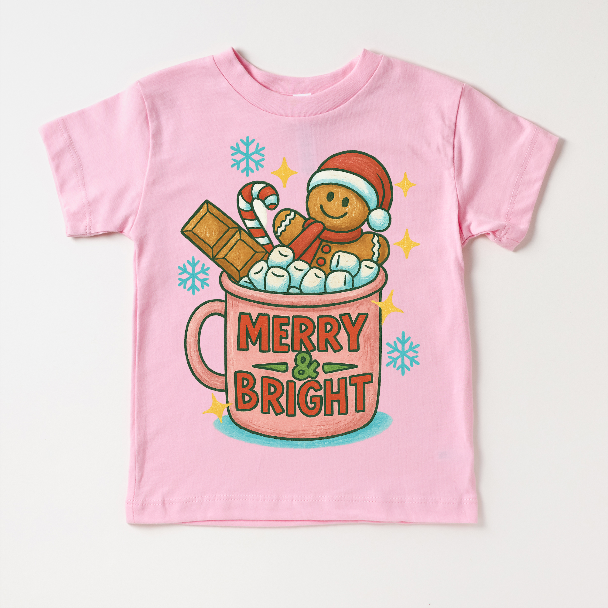 Madi Moosh – wholesale Screen-printed t-shirt – Kids – Merry & Bright Gingerbread Man Shirt - Long Sleeve T-Shirt3