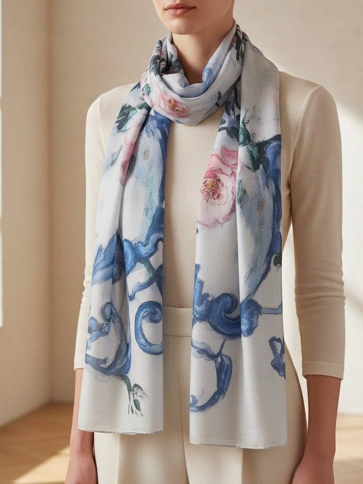 JC0711143 Paul Cézanne – Flowers in a Rococo Vase Scarf for wholesale by JC Sunny Fashion