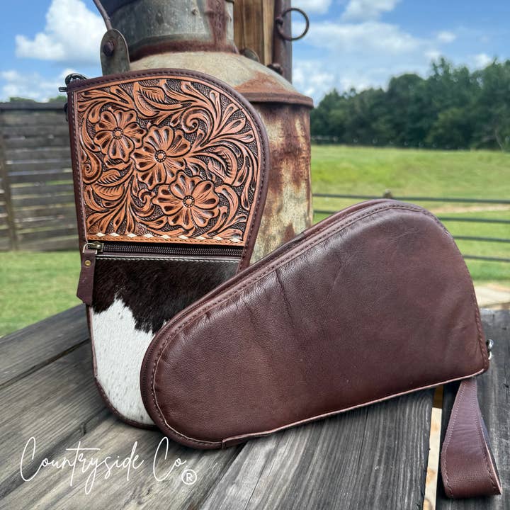 Texas Western Cowhide Bags and More - Wholesale Crossbody Bag - Women's - Tooled Leather and Cowhide Carry Case 1