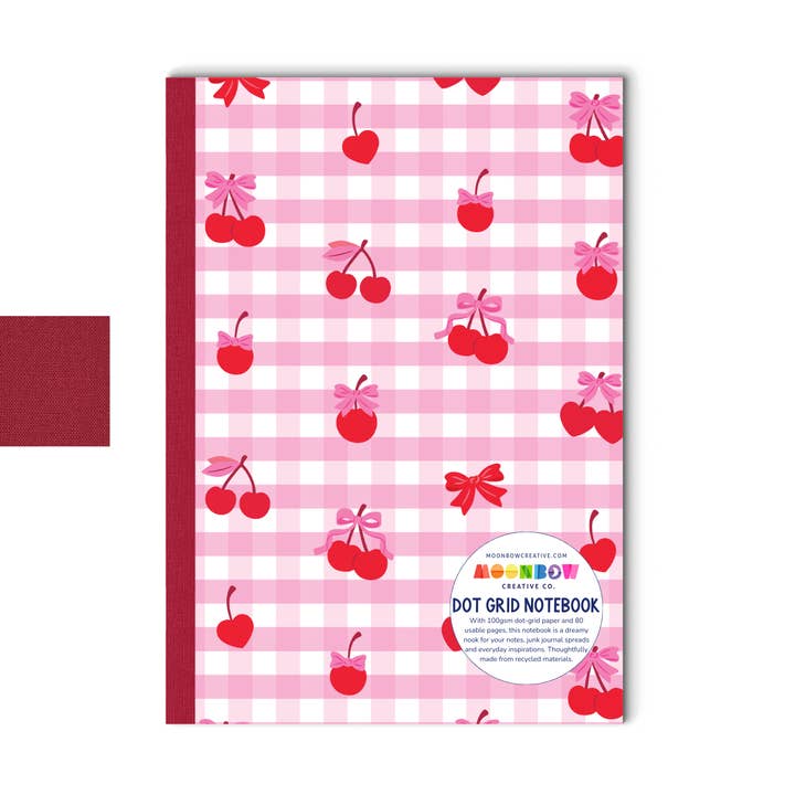 Dot Grid Notebook Cherry Gingham for wholesale by Moonbow Creative Co.
