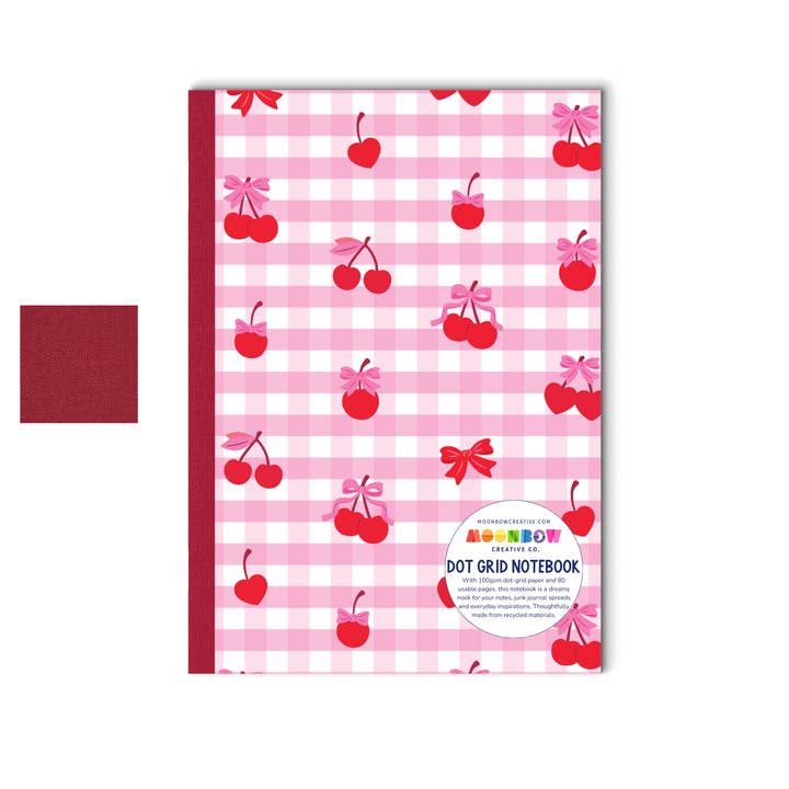 Dot Grid Notebook Cherry Gingham for wholesale by Moonbow Creative Co.